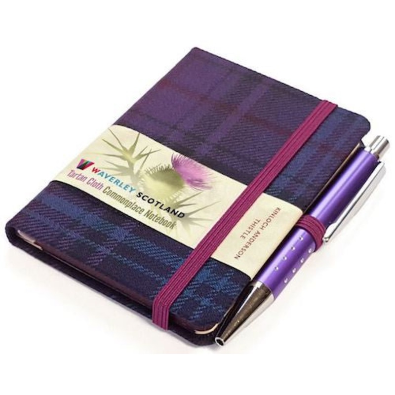 Mini Tartan Notebook with Pen - Thistle