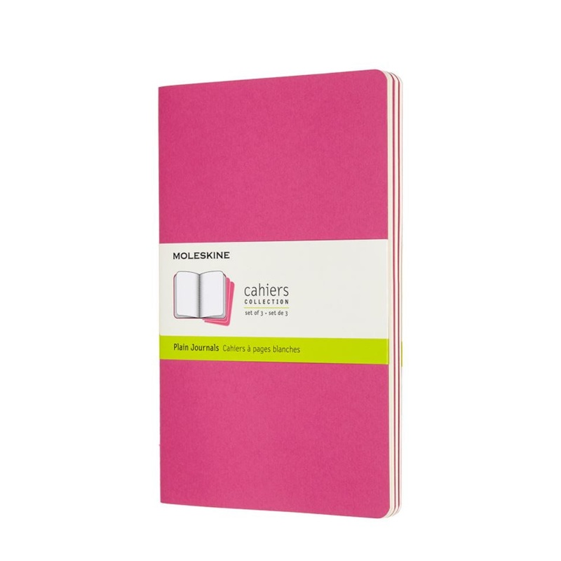 Moleskine Cahier Set of 3 Plain Journals Kinetic Pink