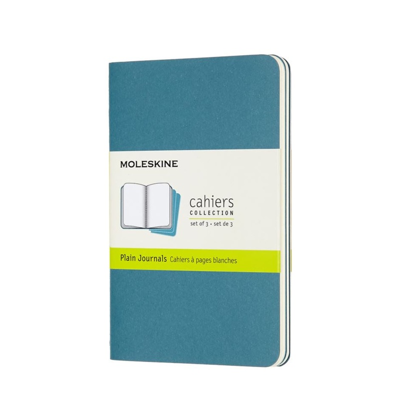Moleskine Cahiers Set of 3 Plain Pocket Journals Brisk Blue