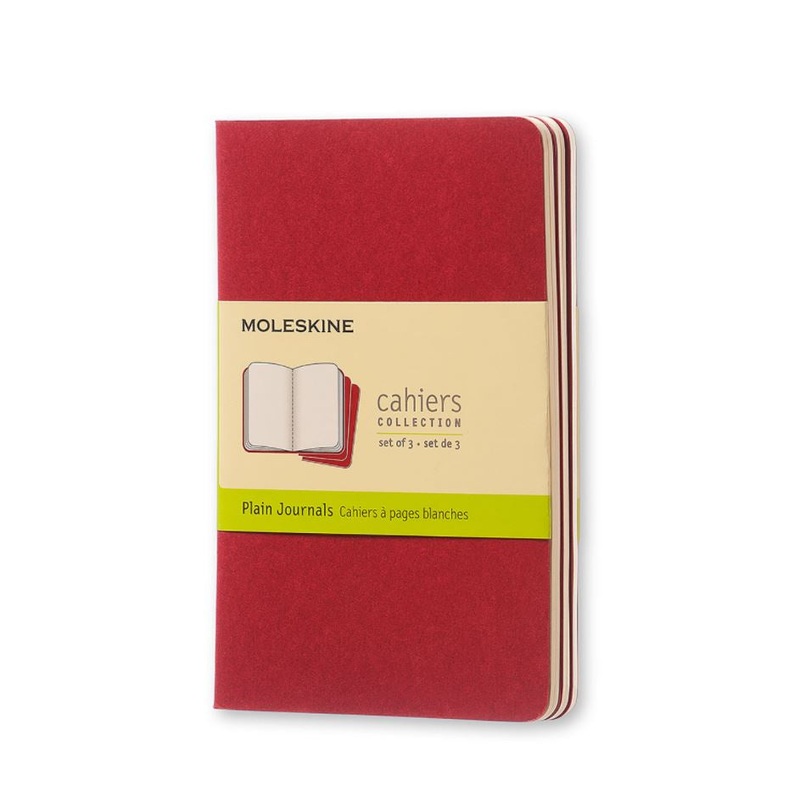 Moleskine Cahiers Set of 3 Plain Pocket Journals Cranberry Red