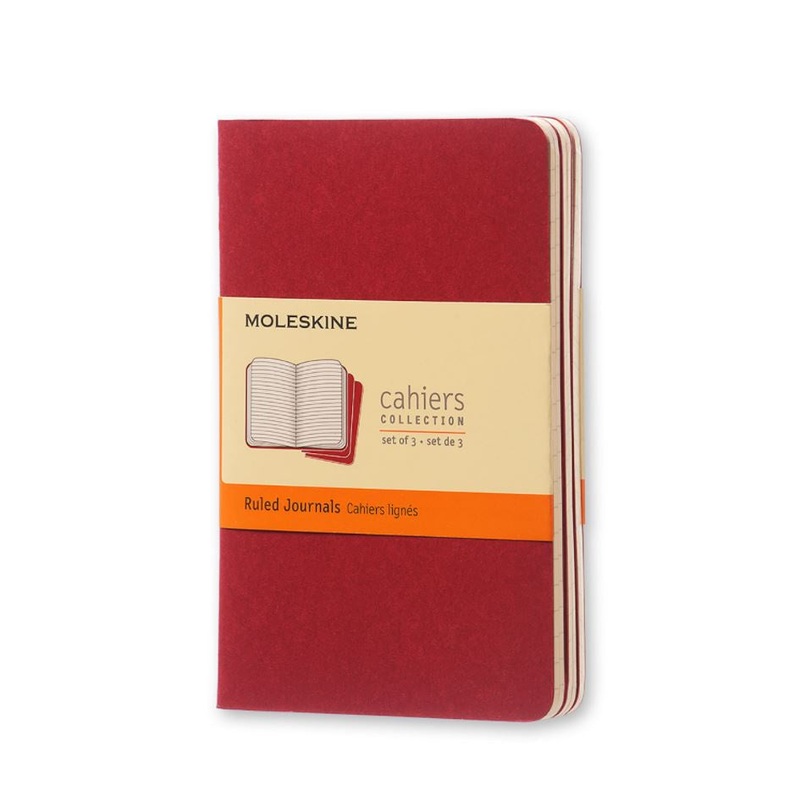 Moleskine Cahiers Set of 3 Ruled Pocket Journals Cranberry Red
