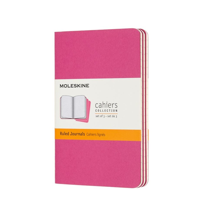 Moleskine Cahiers Set of 3 Ruled Pocket Journals Kinetic Pink