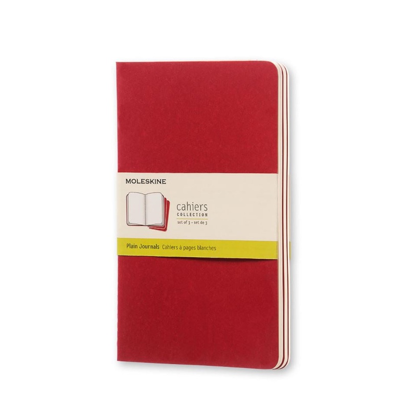 Moleskine Large Cahiers Plain Journals Set of 3 Cranberry Red