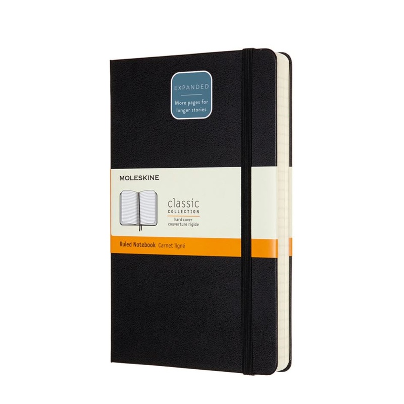 Moleskine Large Hardback Ruled Expanded Notebook Black