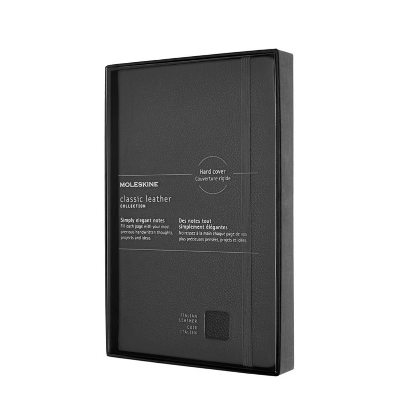 Moleskine Large Leather Ruled Open Box Notebook Black