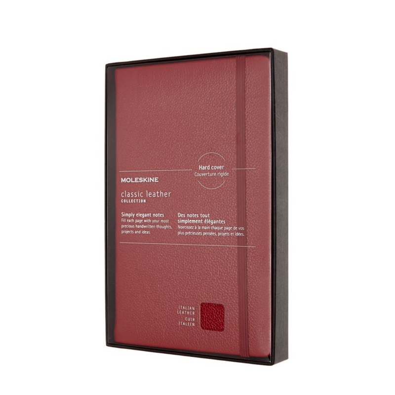 Moleskine Large Leather Ruled Open Box Notebook Bordeaux