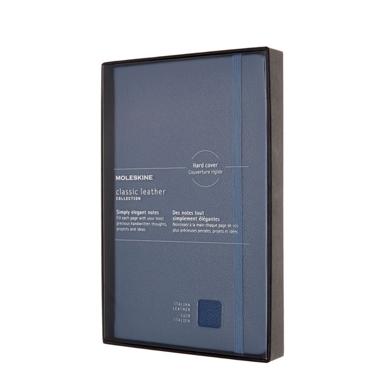 Moleskine Large Leather Ruled Open Box Notebook Forget Me Not