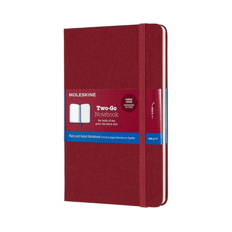 Moleskine Medium Plain And Rules Two-Go Cranberry Red Notebook