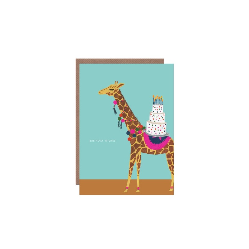 Giraffe and Cake Birthday Card