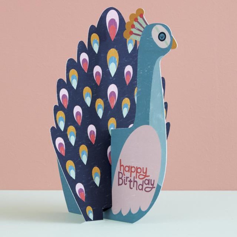Peacock Fold-Out Birthday Card
