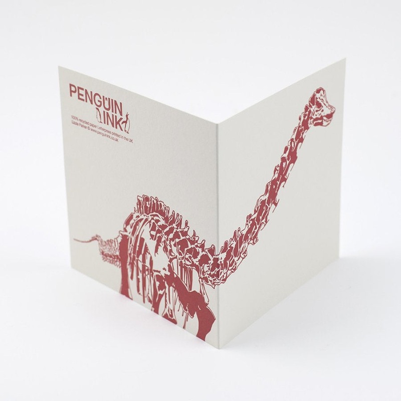 Red Diplodocus Neck Letterpress Card