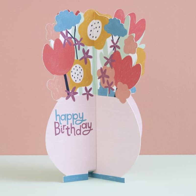 Vase of Flowers Fold-Out Birthday Card