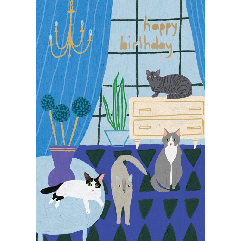 Four Cats Birthday Card
