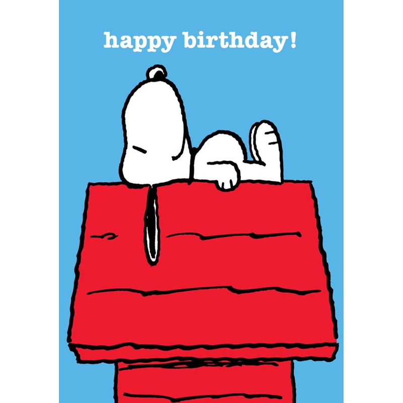 Snoopy on Kennel Happy Birthday Card