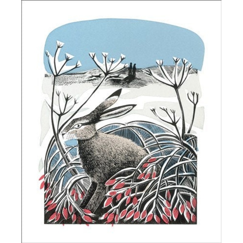 Winter Hare Blank Card by Angela Harding