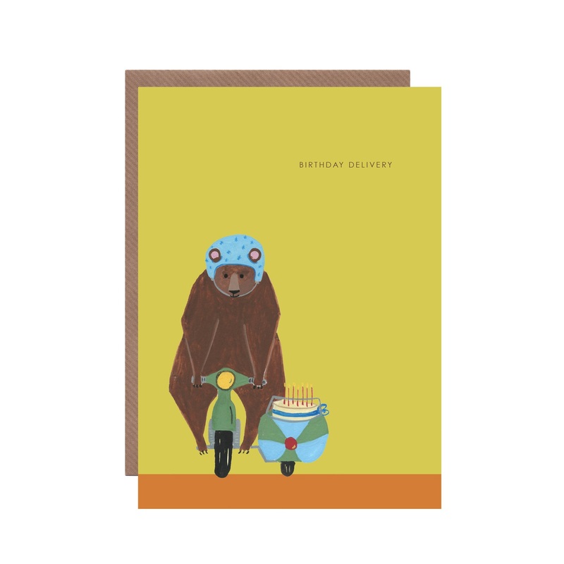 Birthday Delivery Bear on Bike Card