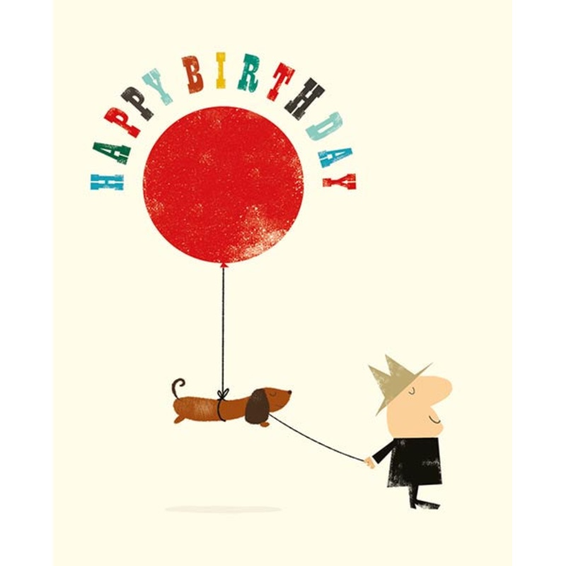 Dog and Balloon Happy Birthday Card