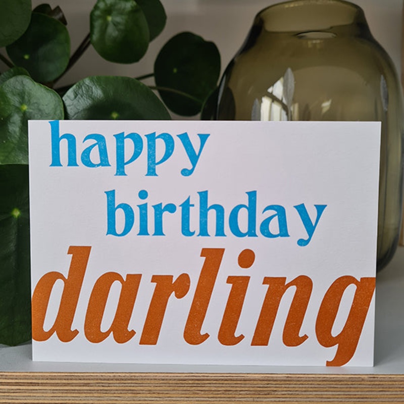 Happy Birthday Darling Letterpress Birthday Card