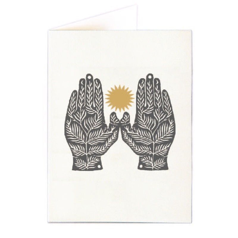 Two Hands Blank Letterpress Card