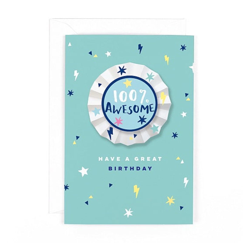 100 Percent Awesome Rosette Card