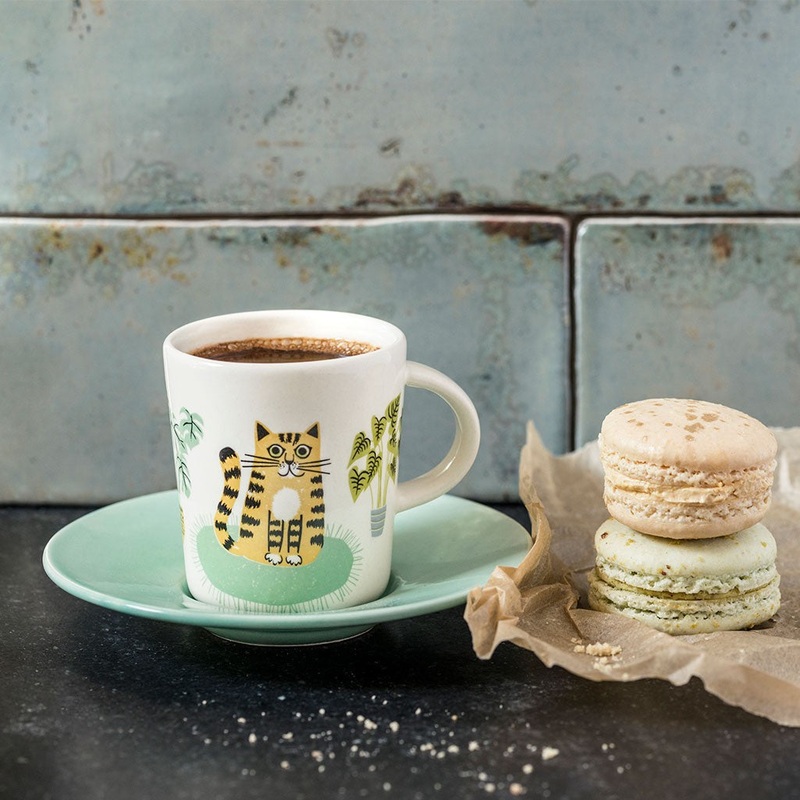 Cat Espresso Cup and Saucer by Hannah Turner