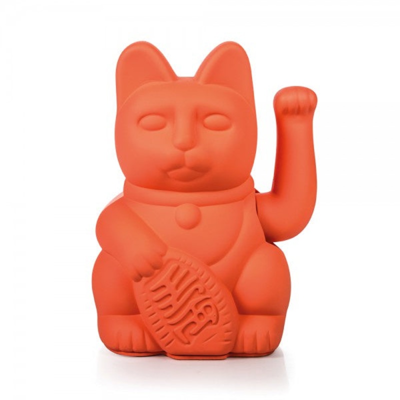 Lucky Waving Cat Neon Orange
