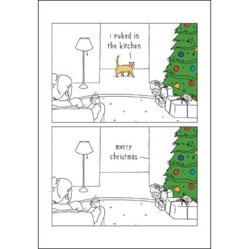 Puking Cat Christmas Card