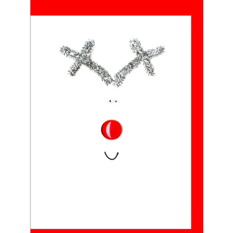 Glitter Glass Rudolf Christmas Card