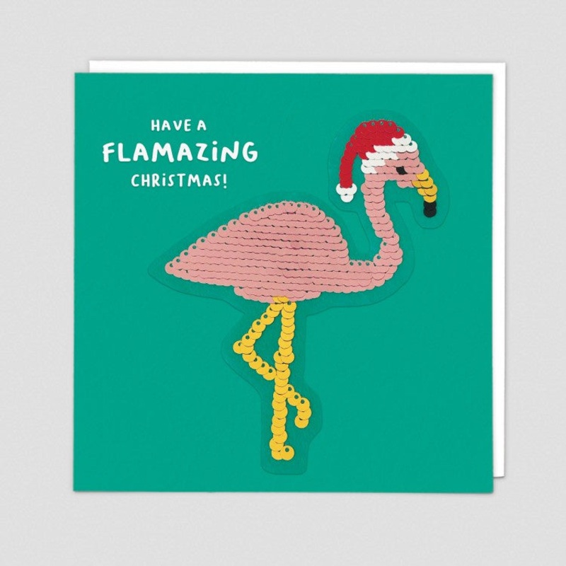Have a Flamazing Christmas! Reversible Sequin Patch Card
