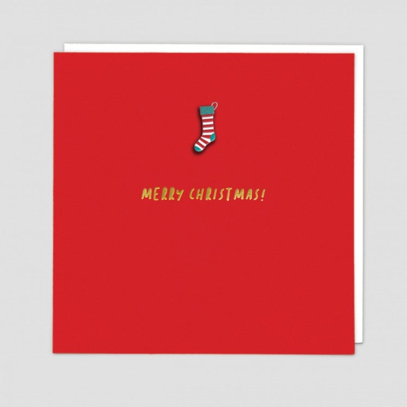 Merry Christmas! Stocking Enamel Pin Badge Card