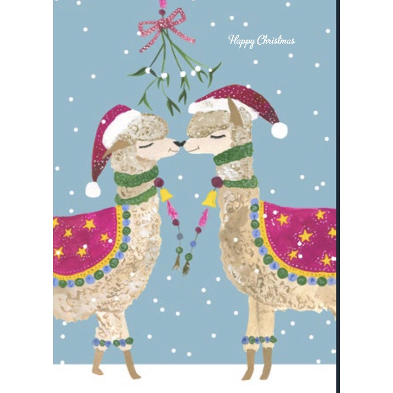 Mistletoe Alpacas Xmas Card