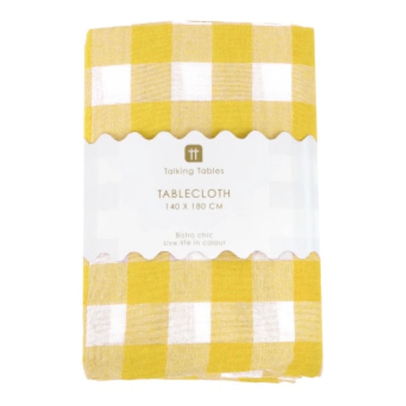 Yellow Gingham Fabric Tablecloth