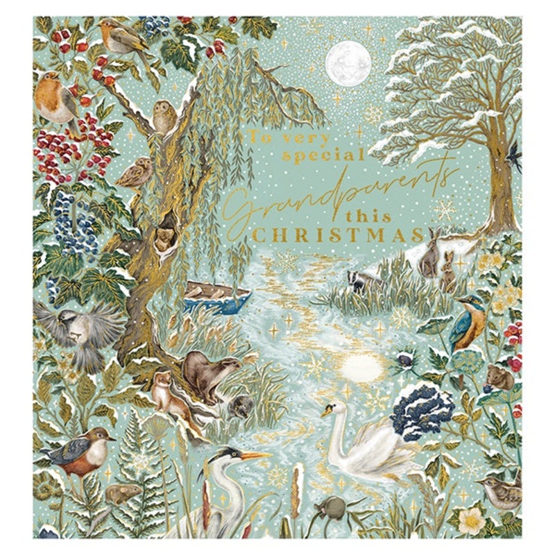 To Very Special Grandparents Frosted River Christmas Card