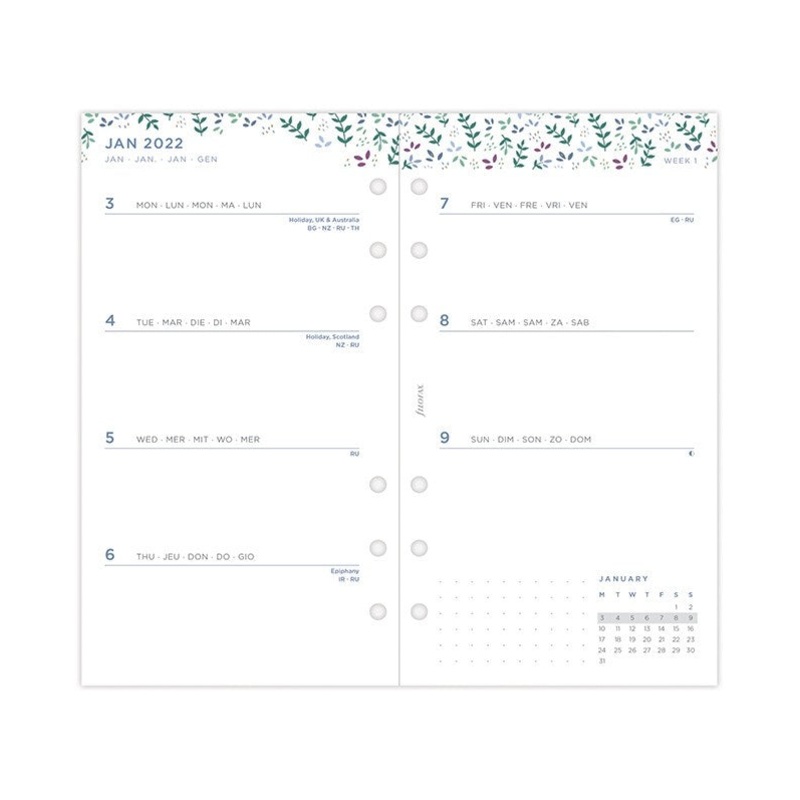 2022 Filofax Personal Week To View Garden Refill