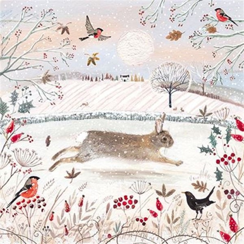 Winter Bunny and Countryside Box of 16 Christmas Cards
