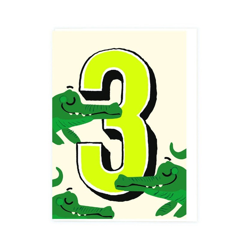 Age 3 Crocodile Card