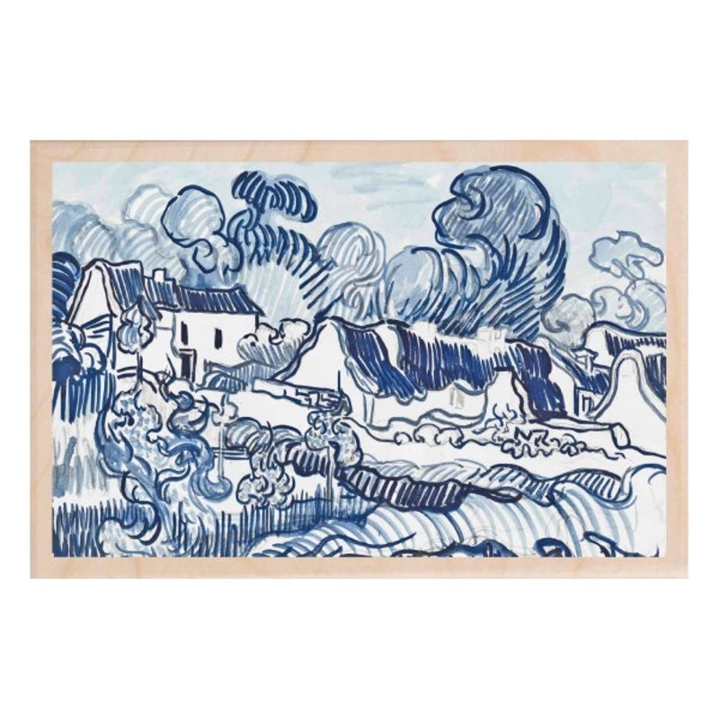 Van Gogh Landscape With Houses Wooden Postcard