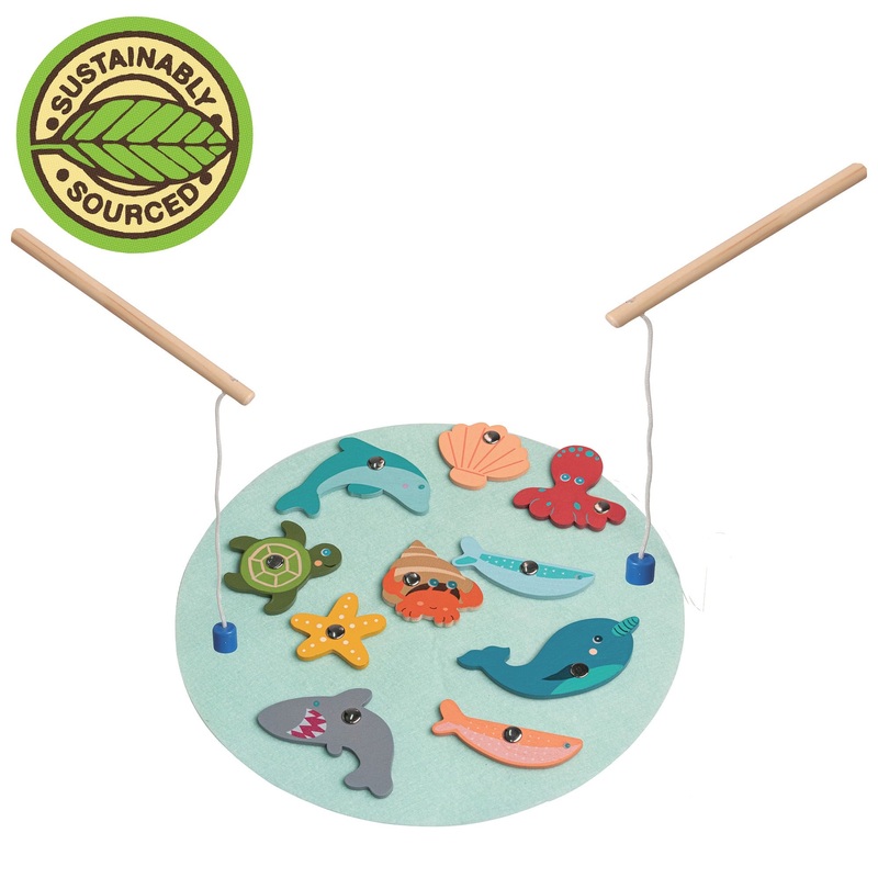 Wooden Magnetic Fishing Game in a Bag