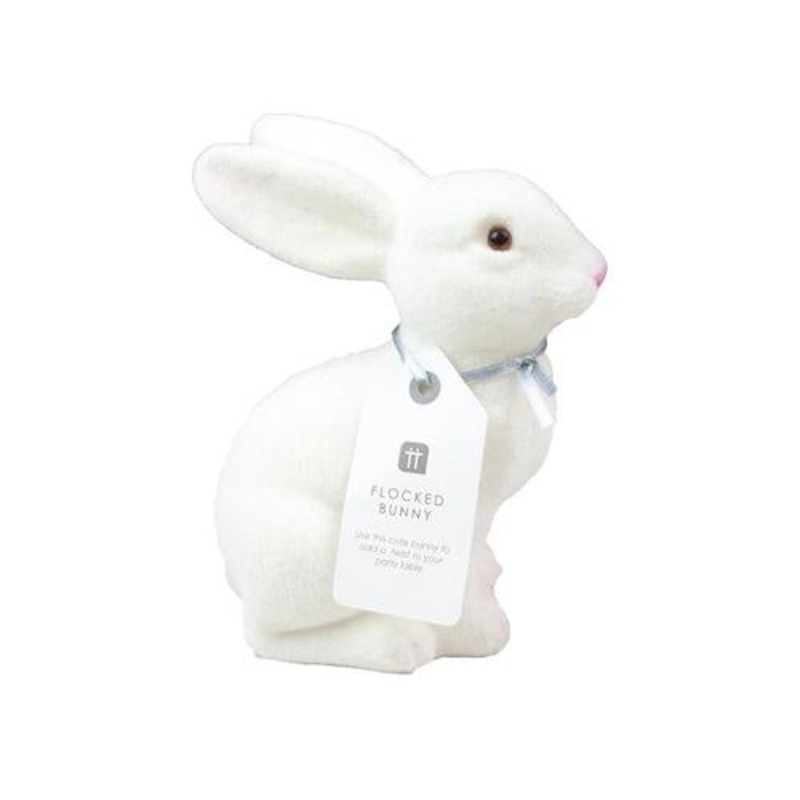 White Flocked Bunny Decoration