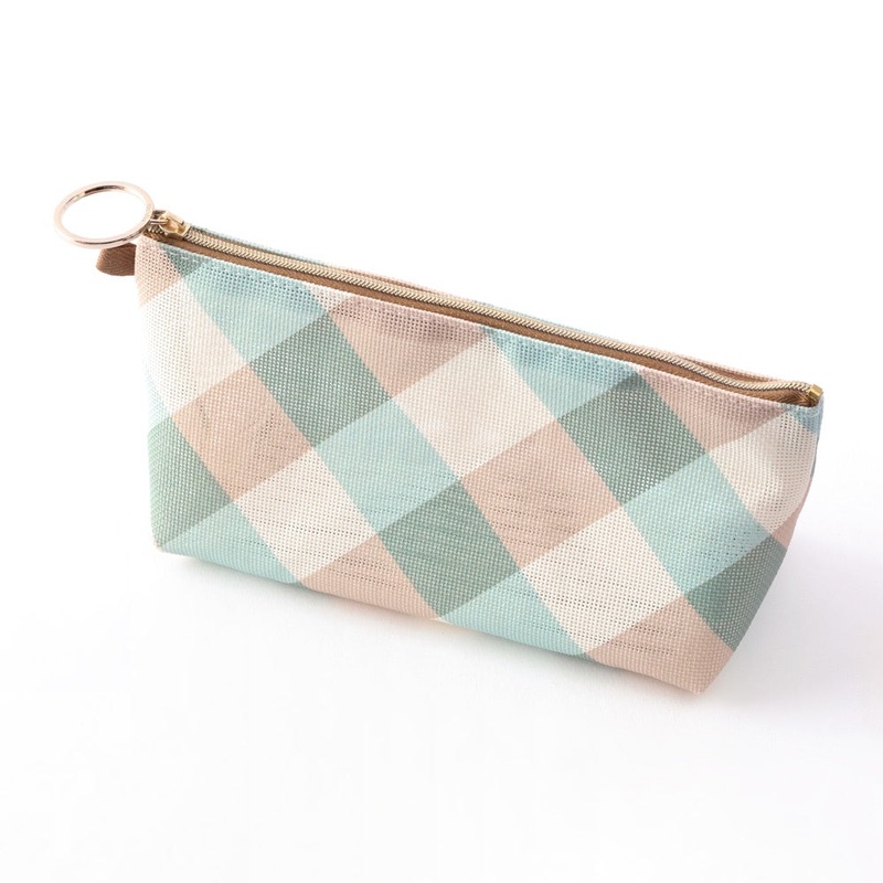 Blue Mesh Checked Blue Pouch