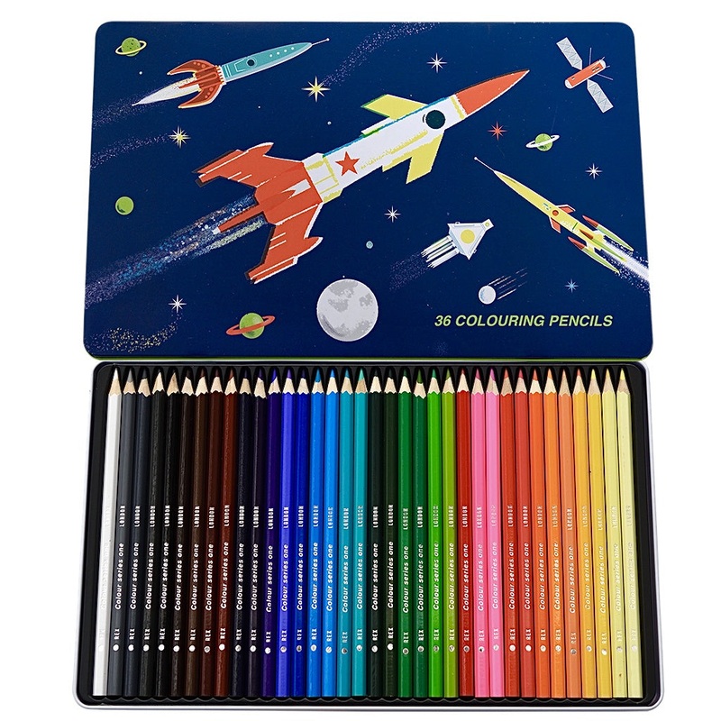 Space Age Set of 36 Colouring Pencils in a Tin