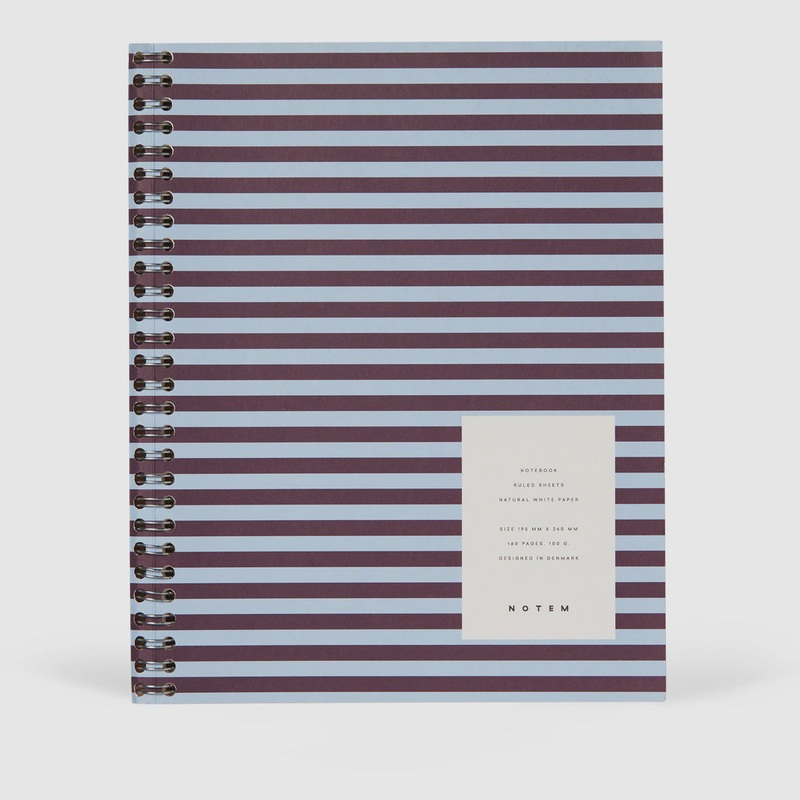 Nela Large Bordeaux and Blue Spiral Notebook by Notem