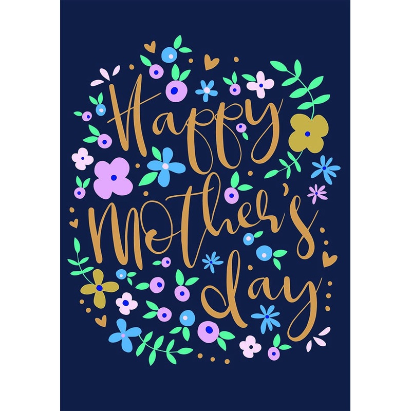 Floral Navy Mother's Day Card