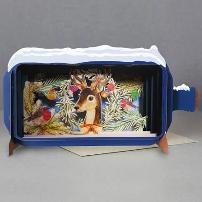 Deer and Robin 3d Pop - Up Card