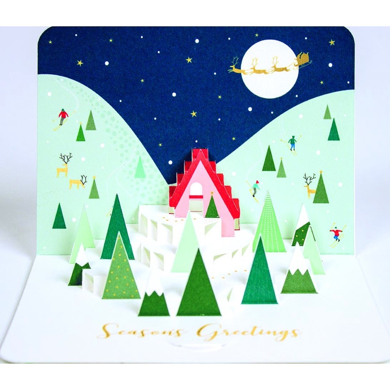 Season's Greetings Snowy Hills Christmas Pop-Up Card