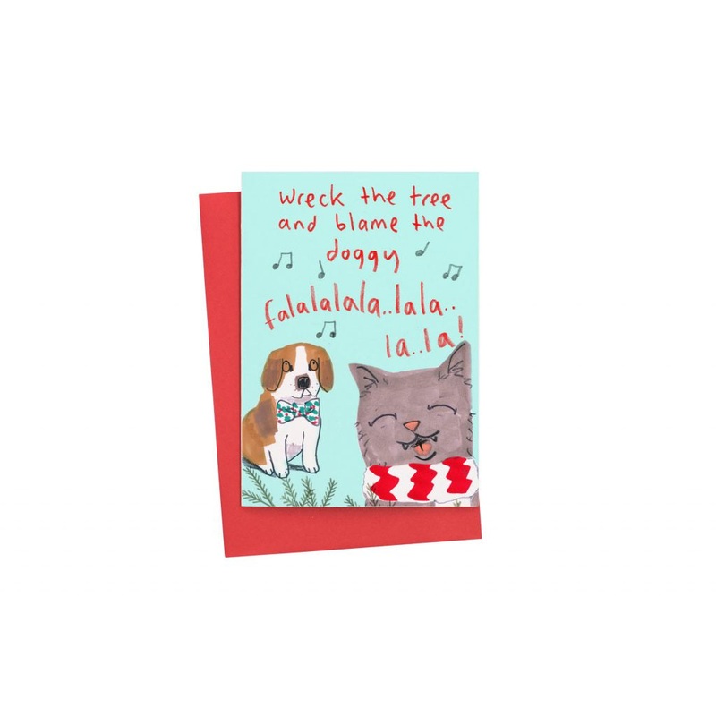 Wreck the Tree and Blame the Doggy Christmas Card