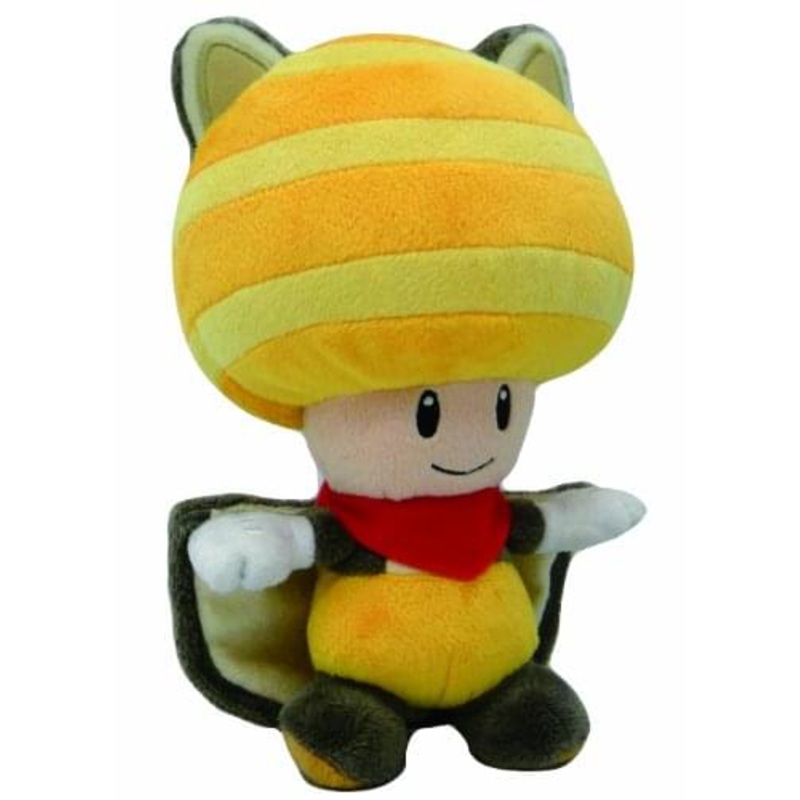 Super Mario Bros Flying Squirrel Yellow Toad 8" Plush Doll