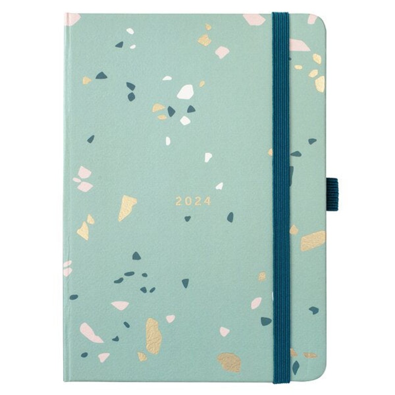 2024 Green Terrazzo Week to View A6 Diary