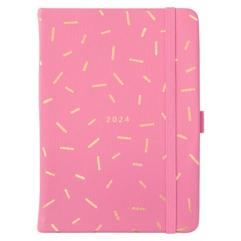 2024 Pink and Gold Fleck Week to View A6 Diary
