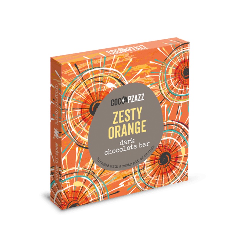 Coco Pzazz Vegan Zesty Orange Dark Chocolate Bar